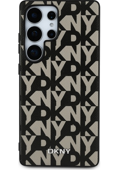 Galaxy Uyumlu S25 Ultra Kılıf Dkny Lisanslı M-safe Şarj Özellikli 3d Yazılı Grid Pattern Kapak Gri