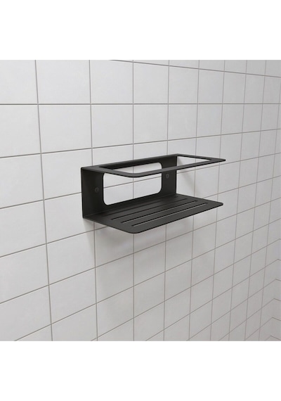 Aju Şampuanlık Sabunluk, Minimalist Banyo Organizatörü, Metal Duş Rafı, Banyo Düzenleyicii Siyah