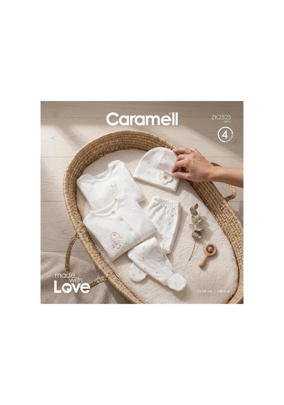 Altıntaş Baby Caramell Özel Kutusunda Love Bunny Tulumlu 4'lü Set Zk2525 Ekru Ekru