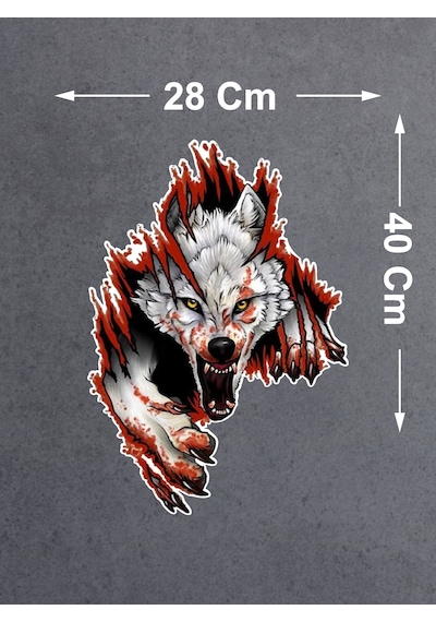 Kurt Bozkurt Sticker - Araba Oto Motosiklet Karavan Sticker - 00004 40x28 Cm