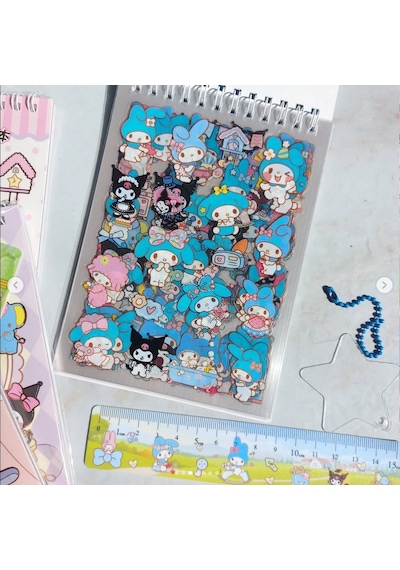 Spiral Not Defterli Cetvelli My Melody Kuromi Model Normal Ve Şeffaf Sticker Dergisi - Model 2 Çok Renkli