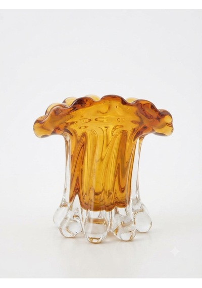 Palmiye Amber Cam Vazo Küçük 13 Cm