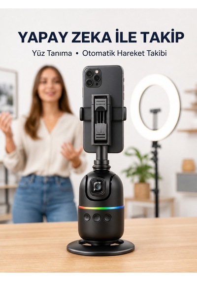 Telefon Ve Kamera Uyumlu 360 Otomatik Takipli Akıllı Masa Tripodu Yeni Nesil