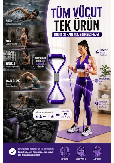 Orta Seviye 1 Adet Bacak Kalça Squat Fitness Egzersiz Direnç Lastik Pilates Bandı Plates Lastiği Çok Renkli