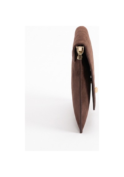 Maorı Kahverengi Süet Kadın Clutch Çanta