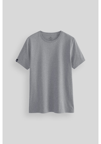 Tommylife Gri Melanj Erkek Basic Kısa Kol Standart Kalıp O Yaka T-shirt - 87911 Gri Melanj