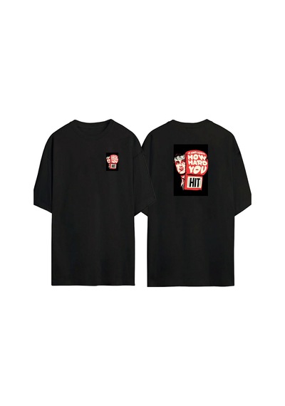 Thewert Unisex Rocky Balboa Hıt Ön Arka Baskılı Sıyah Oversize T-shirt Siyah