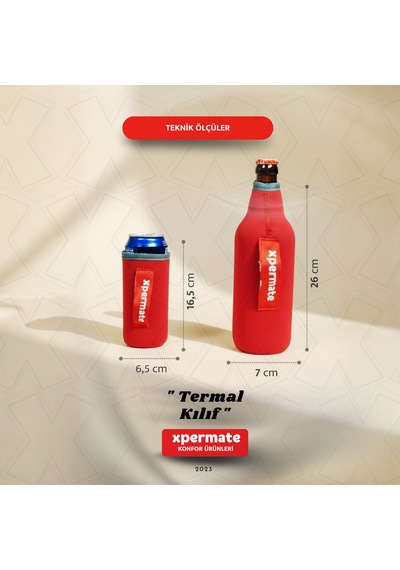 Xpermate Termal İçecek Kılıfı Sıcak & Soğuk Tutan Şişe Bira Termal Kılıf 0,5l Kırmızı