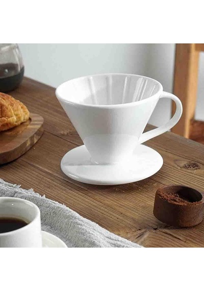 Ayrex Epinox Seramik Kahve Dripper - Porselen Demleyici - No: 2 - Beyaz Hario V60 Benzeri