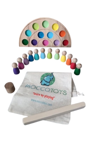 Moccotoys Peg Bebek Ve Gökkuşağı Tabla Eşleştirme 12'lii Insan Fi