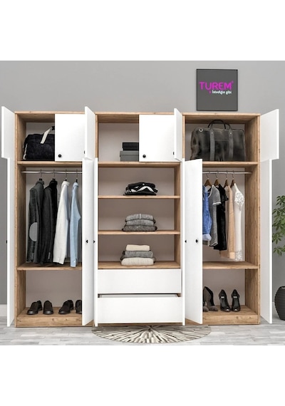 6 Kapılı Özel Gardırop Mdf/mdf Mdf Siyah 6 Kapılı Özel Gardırop Mdf/mdf Mdf Siyah