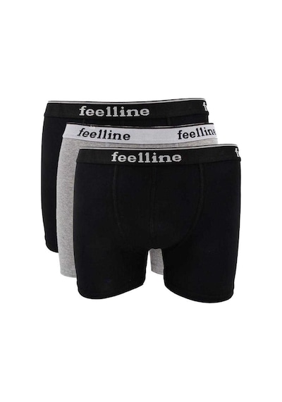 COjans 3 Adet Feelline Siyah Ve Gri Pamuklu Doğal Likralı Erkek Boxer Çok Renkli