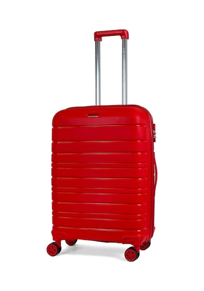Reymond Luggage Karbon PP Seyahat Valizi Horizon Serisi Kırılmaz Bavul, Kırmızı - Orta Boy Kırmızı