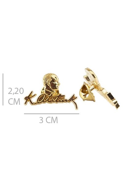 Kemal Atatürk Imza Portre Gold Metal Rozet 4 Adet Rose Gold