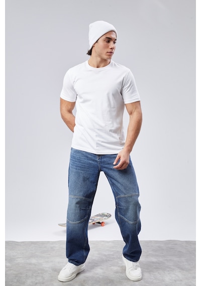Cedy Denim Cedy Denım Yüksek Kalite Erkek Yüksek Bel Skater Baggy Jeanpantolon C362 Mavi