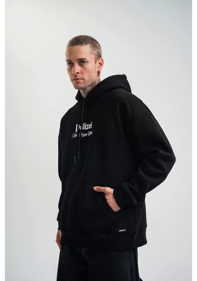 Polızeı Premium Kalite Kapşonlu Dijital Patchli Sweatshirt - Siyah