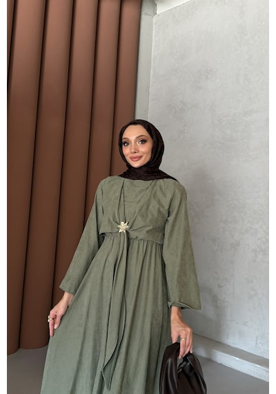 Riella Butik Pavera Tesettür Elbise Yeşil