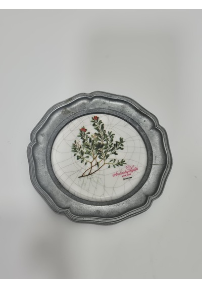 Vintage Zınn Çerçeveli Dekoratif Çiçek Temalı Duvar Tabağı 10cm 009