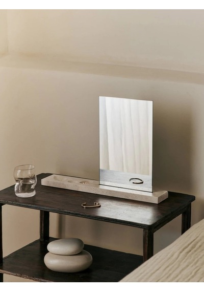 Caseta Traverten Tabanlı Masa Üstü Ayna Dekoratif Ve Şık Tasarım 45x32 Cm Çok Renkli