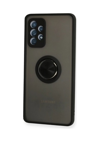 Samsung Uyumlu Galaxy A72 Uyumlu Kılıf Montreal Yüzüklü Silikon Kapak - Siyah