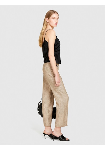 Sisley Keten Paçaları Dikişsiz Düz Paça Çizgisiz Pantolon Kadın Siyah Mix Pantolon - 324p4nthlf055