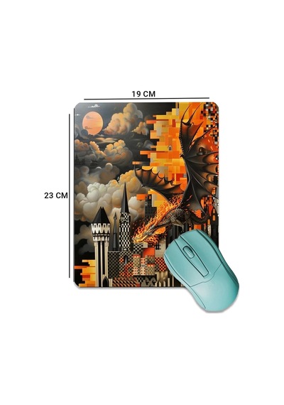 Sonictouch Ejderha Temalı Pürüzsüz Yüzey Kaymaz Taban Dikişsiz Kenar Gamer Oyuncu Mouse Pad 19x23cm Mousepad