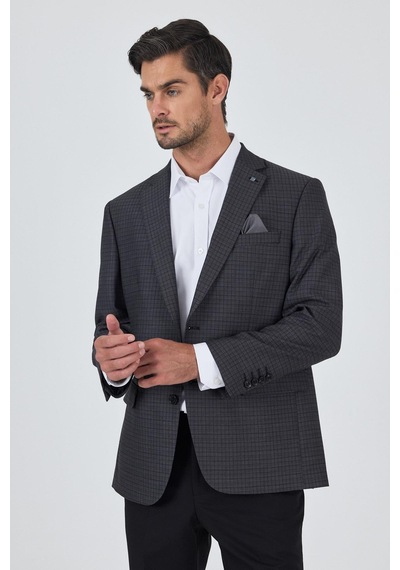 İmza Koyu Antrasit Mono Yaka Bez Ayağı Tam Astar Esnek 4 Drop Comfort Fit Classic Ceket 1002250157 Koyu Antrasit