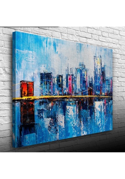 Gökdelenler İle Köprünün Yansıması Yağlıboya Kanvas Tablo 50 X 70