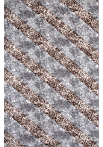 Raschel Carpet Gri Emboss Desenli Kalın Yumuşak Kaymaz Özel Taban Halı Yolluk