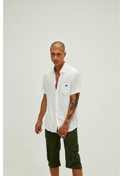 Bad Bear Frank Shirt Off-white Beyaz Kısa Kollu Erkek Gömlek-beyaz Beyaz
