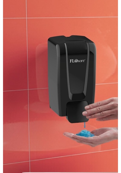Flosoft F248S Manuel Gagalı Sıvı Sabun Dispenseri, 700 Ml Banyo Mutfak Duvara Monte Sabunluk Siyah