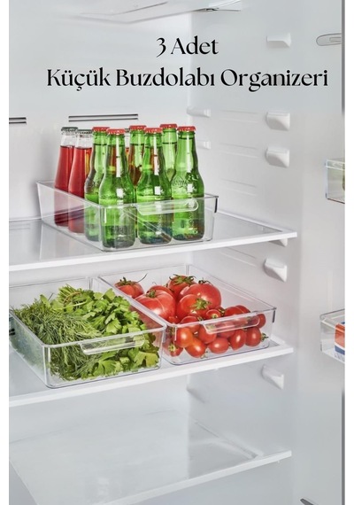 3 Lü Buzdolabı Organizeri & Buzdolabı Düzenleyici 3 Lt Şeffaf