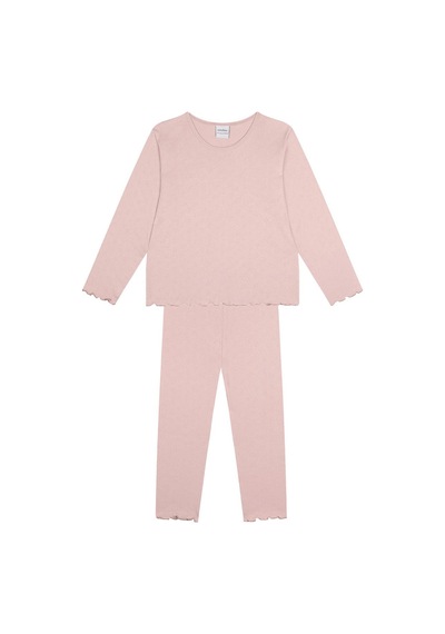 Antebies Kalp Jakar Uzun Kollu Pijama Takımı Pembe