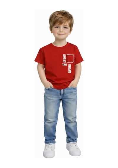 Yale Kids 3-8 Yaş Erkek Çocuk %95 Pamuklu Tişört Kırmızı