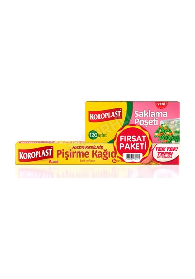 3 Adet Koroplast Pişirme Kağıdı 16'lı Saklama Poşeti 120'li  Pak. Çok Renkli
