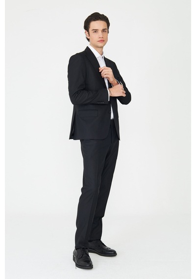 Siyah Modern Kesim Slim Fit Erkek Takım Elbise Siyah