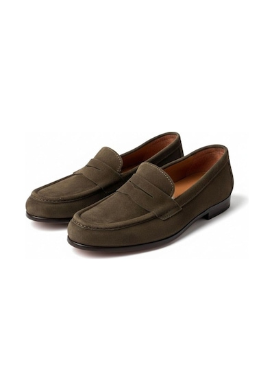 Ne&ve Shoes Haki Süet Hakiki Deri Kadın Loafer Ayakkabı