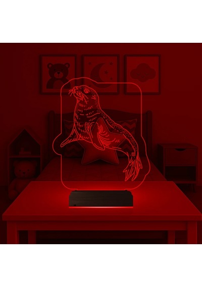 Luvivia Çocuk Odası Fok 3d Lamba - Masa Gece Lambası Şeffaf