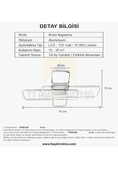 Tt040-kr Tt Aydınlatma Krom Kaplama Plofonyer Sarı Işık Led A Krom
