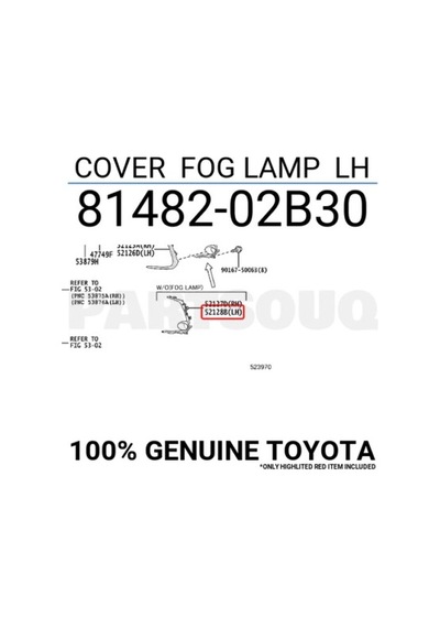 Toyota Corolla 201822 Ön Sis Lamba Kapağı Sol Oem No: 81482-02b30