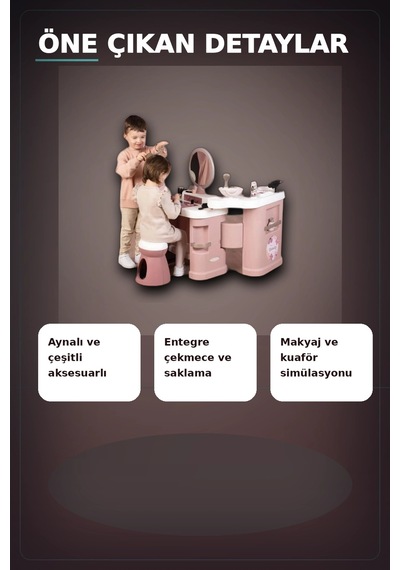 Katlanabilir 3 Parcali Guzellik Salonu Oyun Seti - Cocuklar Icin Makyaj Kuafor Manikur Bx-313422