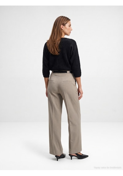 Dilvin 72803 Kemerli Pileli Pantolon-bej