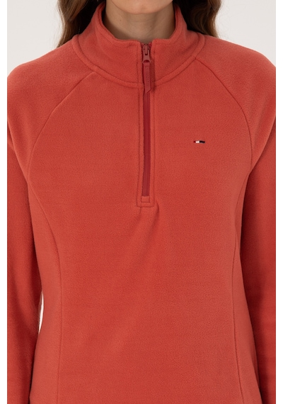 U.S. Polo Assn. Kadın Kiremit Fermuarlı Dik Yaka Polar Sweatshirt 50316714-VR026