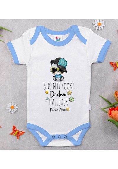 Bitmeyenkartus Bk Kids Kişiye Özel Mavi Bebek Body Zıbın - Model 76 Çok Renkli