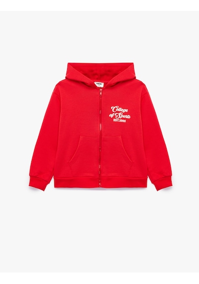 Koton Cepli Uzun Kollu Baskılı Oversize Kapşonlu Fermuarlı Sweatshirt Kırmızı 7wkg10018ak Koton Cepli Uzun Kollu Baskılı Oversize Kapşonlu Fermuarlı Sweatshirt Kırmızı 7wkg10018ak