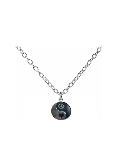 Ying Yang Aşk Ve Denge Temalı Unisex Kolye Siyah Beyaz Sembol Tasarımlı, 60 Cm Zamak Zincirli Çok renkli