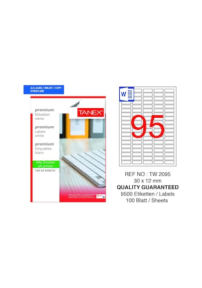 Tanex Tw-2095 30x12mm 100 Lü Lazer Etiketi