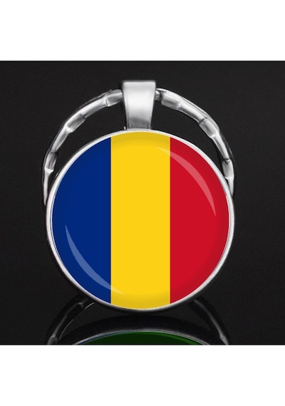 Tamgacrafts Romanya Romania Bayrağı Metal Anahtarlık Ülke Temalı Hediyelik Çok Renkli