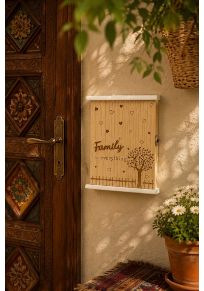 Porsima 2072 Duvara Montajlı Dekoratif Anahtarlık Dolabı - Duvar Askılı Anahtar Saklama Kabini 18,5x25,5cm