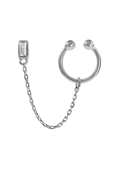 Kuyumcudukkani Çift Özellik Kullanımlı Baget Taşlı Trend "ear Cuff"küpe-31149-w-w Beyaz
